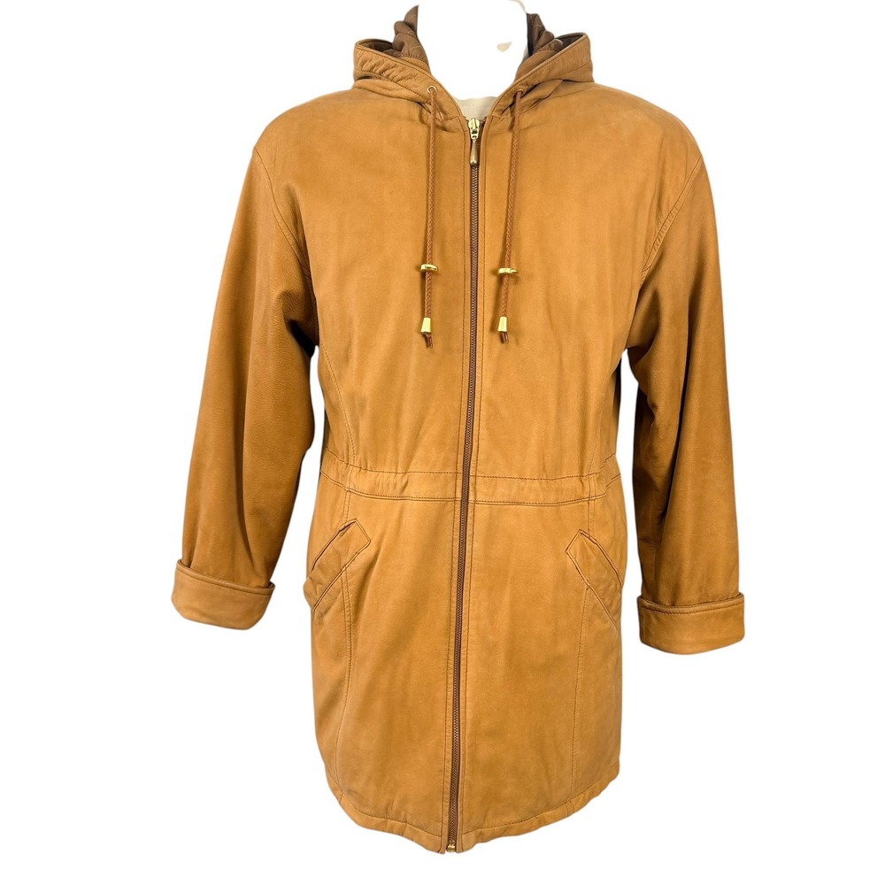 Jacqueline Ferrar Leather Hooded Jacket Capsule Western Boho Vintage Vibe Medium